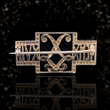 18K & Platinum Edwardian Diamond Monogram LL & Date Brooch c.1910