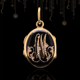 18K French Victorian Diamond Monogram AM/MA & Cross Black Enamel Locket c.1847