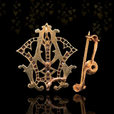 18K French Victorian Diamond Monogram AM/MA or MV/VM Brooch-Pendant (With Detachable Brooch Pin)