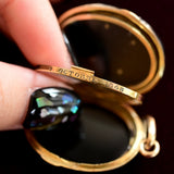 18K French Victorian Onyx Monogram GM/MG Locket c.1868