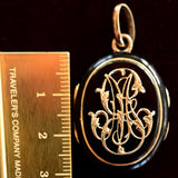 18K French Victorian Onyx Monogram GM/MG Locket c.1868