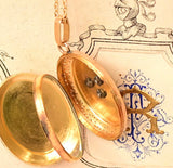 18K French Victorian Filigree Diamond Initial M Locket