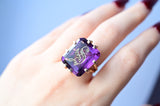 14K Victorian Diamond & Amethyst Initial S Ring