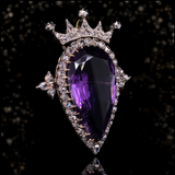 Sold on Layaway | 18K & Silver Victorian Diamond & Amethyst Crowned Heart Brooch-Pendant