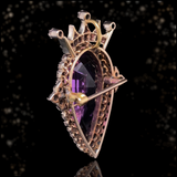 Sold on Layaway | 18K & Silver Victorian Diamond & Amethyst Crowned Heart Brooch-Pendant