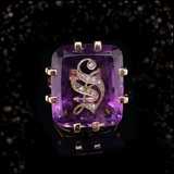 14K Victorian Diamond & Amethyst Initial S Ring