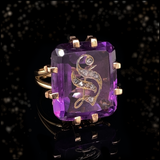 14K Victorian Diamond & Amethyst Initial S Ring