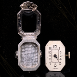 18K & Platinum American Art Deco Croton Diamond & Sapphire Watch Ring