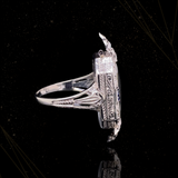 18K & Platinum American Art Deco Croton Diamond & Sapphire Watch Ring