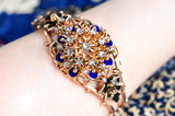 9K European Victorian Diamond Floral Enamel En Tremblant Bangle
