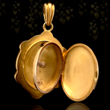 Sold on Layaway | 18K French Victorian Diamond & Pearl Bristol Blue Guilloche Initial M Locket