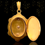 Sold on Layaway | 18K French Victorian Diamond & Pearl Bristol Blue Guilloche Initial M Locket