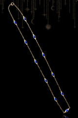 14K Victorian Star Blue & White Guilloche Enamel Chain 19.75"