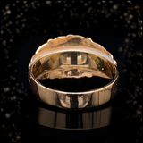 18K Dutch Georgian/Victorian Blue & White Enamel Repousse Ring