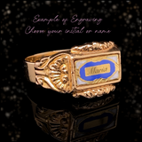 18K Dutch Georgian/Victorian Blue & White Enamel Repousse Ring