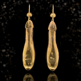 18K Victorian Garnet, Blue & White Enamel Snake Dangle Earrings