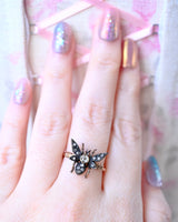 9K & Silver European Victorian Diamond Butterfly Ring