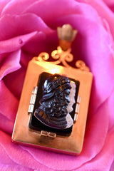 18K French Victorian Onyx Double Face Cameo Locket