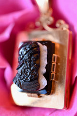 18K French Victorian Onyx Double Face Cameo Locket