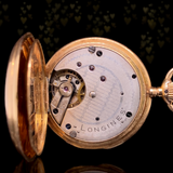 18K Swiss Victorian Longines Diamond Cherub & Fan Enamel Pocket Watch