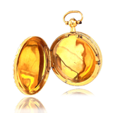 18K French Victorian Cherub & Dove Blue Guilloche Enamel Pearl Locket