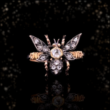 9K & Silver European Victorian Diamond Butterfly Ring