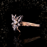 9K & Silver European Victorian Diamond Butterfly Ring
