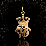18K Victorian Diamond Coronet Crown Monogram EW/WE Pendant