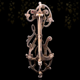 14K & Silver Dutch Victorian Diamond & Ruby Monogram JS/SJ Brooch