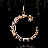 14K Dutch Victorian Diamond Crescent Pendant
