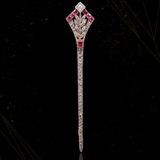 18K & Platinum Edwardian Diamond & Ruby Wand Brooch