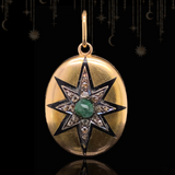 14K Victorian Diamond, Emerald & Enamel Star Locket