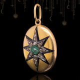 14K Victorian Diamond, Emerald & Enamel Star Locket