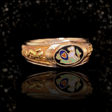 18K Georgian Fidelity Dog, Heart & Angel Enamel Poison Ring