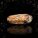 18K Georgian Fidelity Dog, Heart & Angel Enamel Poison Ring