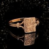14K European Georgian Engraved Envelope Hidden Compartment Poison Ring
