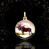 14K Victorian Essex Crystal Moose Pendant