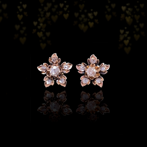 Sold on Layaway | 18K Dutch Victorian Diamond Flower Earrings