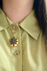 14K Victorian Diamond, Emerald & Enamel Star Locket