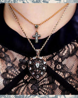 14K Austrian-Hungarian Victorian Diamond & Black Enamel Heart Locket