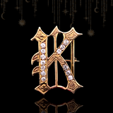 10K Victorian Diamond Initial K Brooch-Pendant