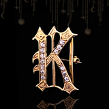 10K Victorian Diamond Initial K Brooch-Pendant