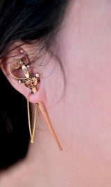 14K Dutch Victorian Ruby Sword Jabot Pin