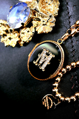 18K French Victorian Onyx & Diamond Initial M Locket