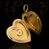 14K Victorian Diamond Starburst Heart Locket with Engraved "Milda" On Reverse