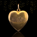 14K Victorian Diamond Starburst Heart Locket with Engraved "Milda" On Reverse
