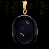 14K Victorian Onyx & Diamond Initial E Pendant