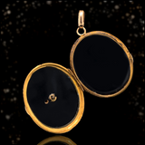 18K French Victorian Onyx & Diamond Initial M Locket