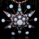 14K & Silver Victorian Diamond & Opal Star Pendant