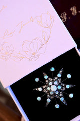 14K & Silver Victorian Diamond & Opal Star Pendant